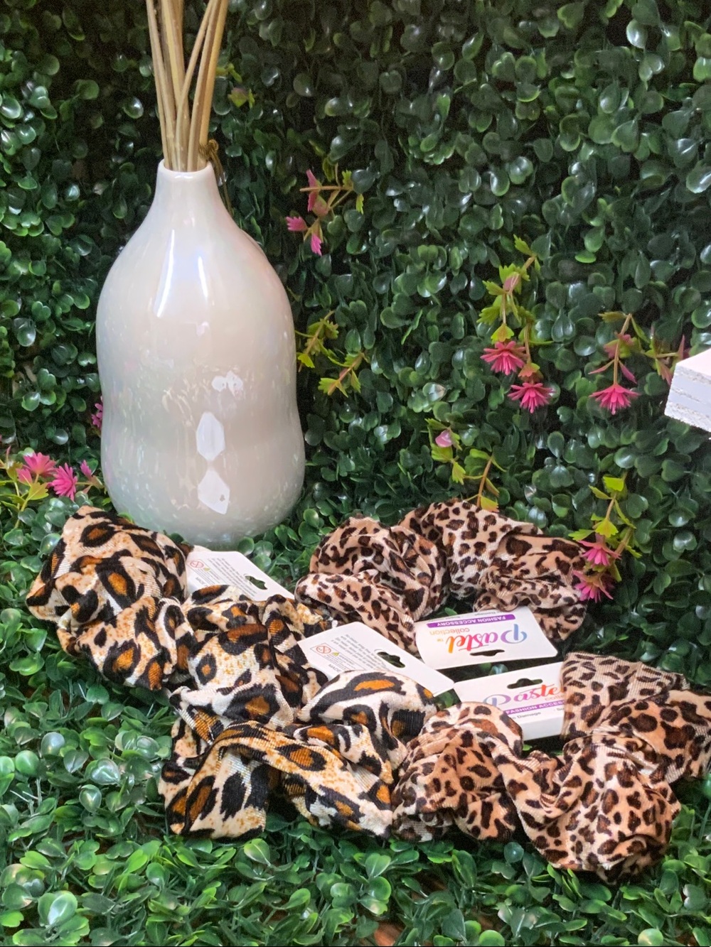 Pastels Leopard Print Scrunchie Set - Brown, Tan & Gold Accents